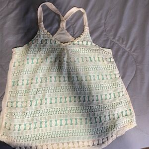 Rewind Cream and Green Tank Top